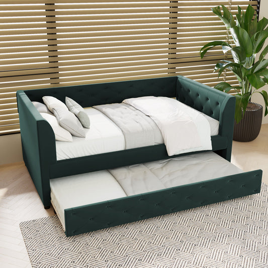 Upholstered Tufted Daybed With Trundle